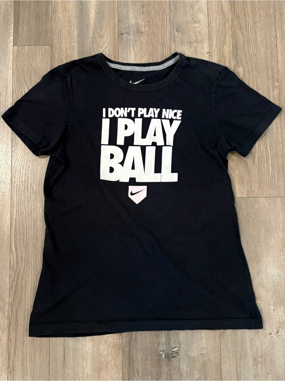 Nike Black Kids Short Sleeve 'I Play Ball' Graphic Tee
